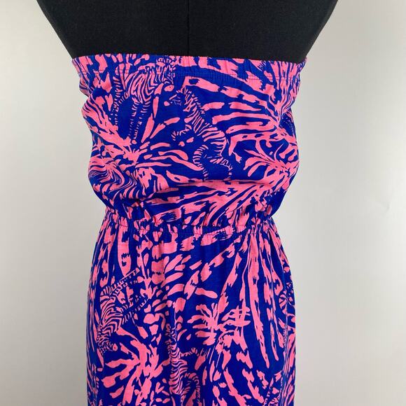 Lilly Pulitzer Windsor Strapless Mini Dress Pink Blue Pima Cotton Womens Sz XS - Picture 9 of 11